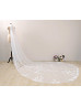 Ivory Scattered Lace Long Wedding Veil Royal Cathedral Veil With 3D Flower